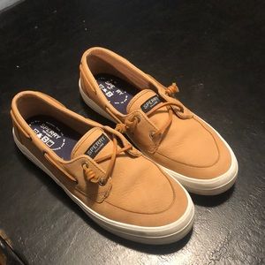 Sperry tan boating loafers.  Size 10